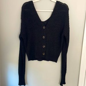 FRANCESCA’S / HARPER HERITAGE - Black Knit Sweater with Buttons